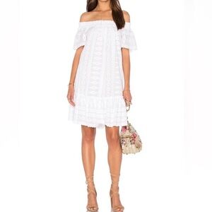 Rebecca Taylor White Off-Shoulder Mini Dress